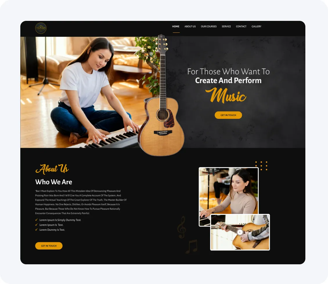 Music Academy Website — UI concept